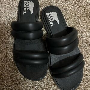 Sorel Black Slide Sandals
